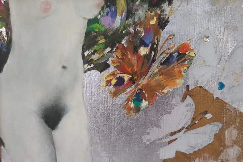 Juris Jurjāns. Butterflies. 20.5x29 cm, canvas/acrylic, gold, silver, 2011.